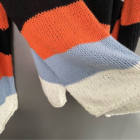 Hand Knit Handmade Pima Cotton Striped Sweater - Picture 2 of 5